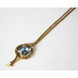 A blue stone set rope twist necklace, mid 20th century,