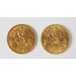 A George V gold half sovereign dated 1912 and another Edward VII half sovereign dated 1910 (2)