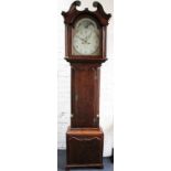 A late George III eight day oak longcase clock, the painted Arabic dial signed 'Tho's Dutton,
