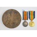 A World War I pair and death plaque to B-23373 Pte A. Draycott R.