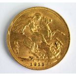 A George V gold sovereign dated 1913