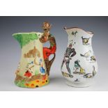 A novelty Art Deco collectors jug relief moulded with the 'Big Bad Wolf' as a handle and depicting