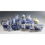 A selection of 19th century and later blue and white ceramics,