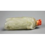 A Chinese jade Buddha`s hand citron snuff bottle,