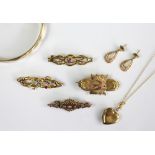 A collection of four assorted Victorian and later 9ct gold bar brooches,