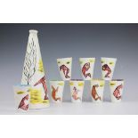 A Vallauris Decor Main pottery lemonade set, decorated with a cubist design,