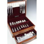 A Canadian Heritage Silversmith silver plated canteen, enclosing eight dinner knives and forks,