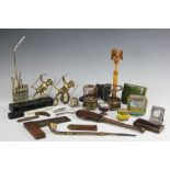 A selection of objects of virtue, to include; a 19th century treen page turner with eagle terminal,