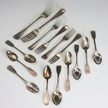 A selection of silver cutlery, including two old English pattern dinner forks, 20cm long,