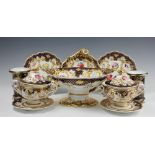 A 19th century porcelain ten piece part dinner service, moulded,