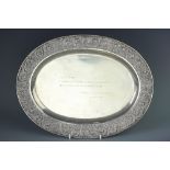 A sterling silver presentation tray,