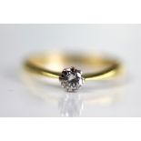 A diamond solitaire ring, the brilliant cut diamond (of approx 0.