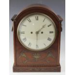 An early 19th century mahogany fusee mantle clock, the 20cm Roman numeral dial indistinctly signed,