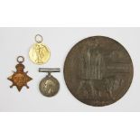 A World War I trio and death plaque to 9092 Pte J.