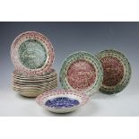 Eight Glasgow Pottery plates, J. & M.P. Bell & Co. Ltd, 'Celebes' pattern, Rd.No.158409, 22.