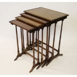 An Edwardian inlaid mahogany quartetto nest of tables, on standard end supports, each initialled G.