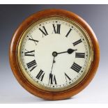 A 19th century golden oak fusee wall clock, with Roman numeral dial and single fusee movement,