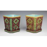 A pair of Minton majolica jardiniere's and stands, circa 1859,