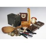 GENTLEMAN'S INTEREST; an assortment of items to include a silver cigarette case, Henry Matthews,
