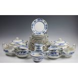 A sixty piece 'Dragon' pattern blue and white printed part dinner service,