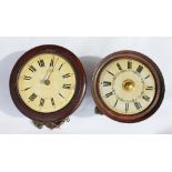 Two late 19th century postman type all clocks, each with a painted Roman numeral dial,