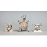 A pair of Victorian silver novelty hunting menu holders, Mappin & Webb Ltd, London 1899, Reg No.