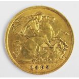 An Edward VII gold 1/2 sovereign dated 1909