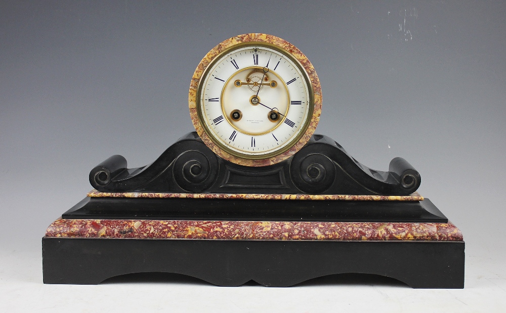 A late 19th century marble mantel clock,