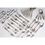 A harlequin set of silver Kings pattern cutlery, comprising; John Round & Son Ltd, Sheffield,