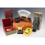 A selection of contemporary Chinese wares to include, a cased yixing teapot and cover,