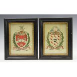 A pair of 19th century watercolour coat of arms, one for the family name Bywater,