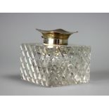 MILITARY INTEREST: A silver topped cut glass inkwell, John Grinsell, Birmingham 1921,