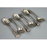 A set of six Victorian silver Kings pattern tea spoons, Samuel Hayne & Dudley Cater, London 1855,