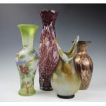 An Italian Murano glass vase, of baluster form with flared neck,