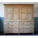 A Victorian style pine housekeepers cabinet,