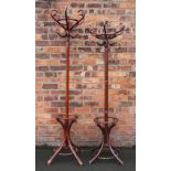 An Edwardian style stained beech six hood hat and coat stand, 193cm,