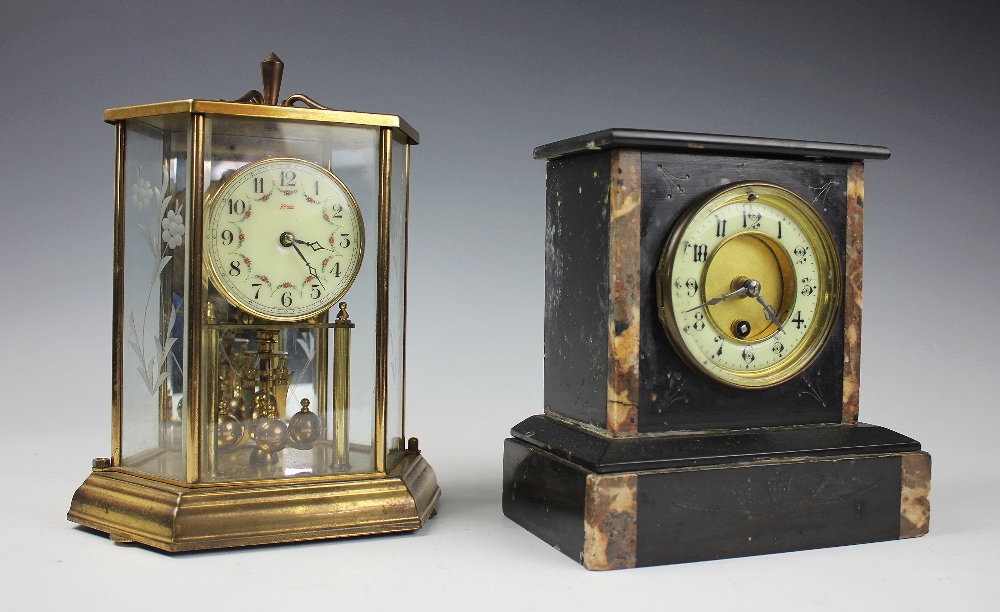 A Victorian marble mantle time piece, with eight day movement,