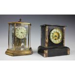 A Victorian marble mantle time piece, with eight day movement,