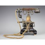 An early Ericsson skeleton telephone No.16, designed by Lars Magnus Ericsson, handset stamped No.