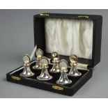 A cased set of six silver menu holders, W I Broadway & Co, Birmingham 1961,