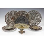 A pair of 19th century Coalbrookdale cast and pierced iron dishes, decorated with merpeople,