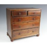 A 19th century mahogany apprentice chest, of two short and thee graduated long drawers, on bun feet,