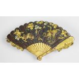 A Japanese Meiji period (1868-1912) fan shaped brooch,