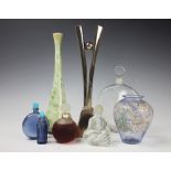 A Lalique for Worth clear glass scent bottle and stopper, 20cm, with a smaller globular example,