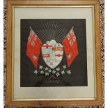 An early 20th century silk work picture of the Dominion Arms of Canada,