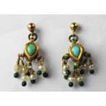 A pair of Indian drop earrings,