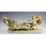 An Austrian cherub and chariot centrepiece, early 20th century,