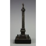 A French grand tour type bronze model of the Vendôme column, Paris, on a polished slate plinth,