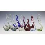 A collectin of sixteen 1960's glass swans,