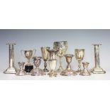 A selection of silver to include; a silver presentation goblet, Charles Boyton (II), London 1872,